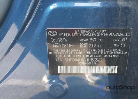 2017 Hyundai Elantra Value Edition из США, поврежденный, VIN 5NPD84LF6HH153563